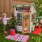 KidKraft White & Raven Modern Outdoor Wooden Playhouse with Picnic Table, Mailbox & Outdoor Grill